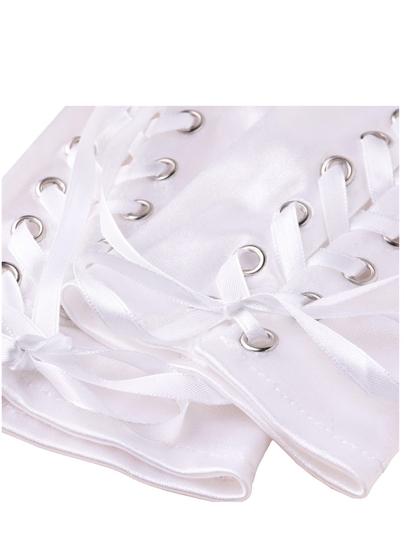 SYOSI Lace Up Fingerless Gloves Long Elbow Gloves for Costume Party Lace-up Arm Warmer  - Image 3