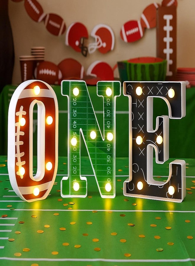 Grinsvalley Football 1st Birthday Party Decorations One Letters Light Birthday Decorations Light up Letters for Centerpieces Table Backdrop 1 Year Old Football Party Supplies Boy or Girl - Image 1