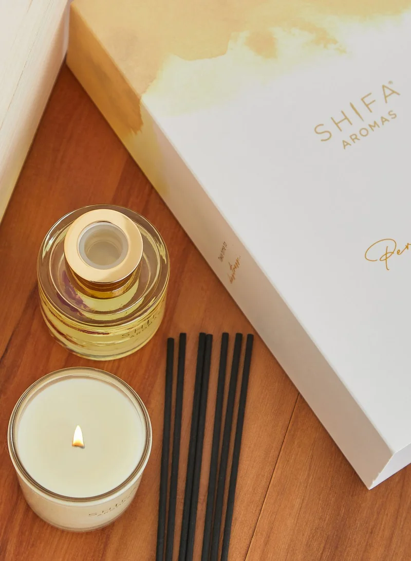 Shifa Aromas Jasmine, Rose & Frankincense Candle & Diffuser Set