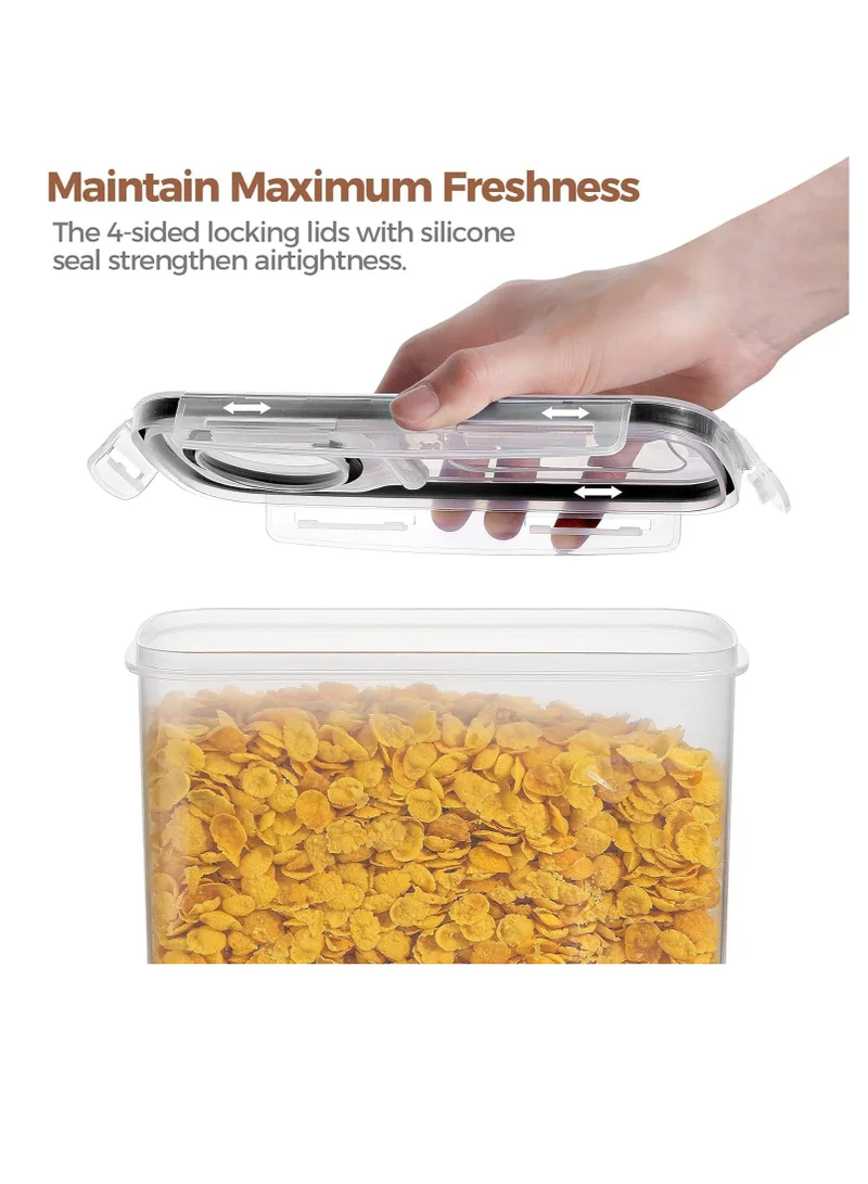 Mahmir  MahMir® BPA-Free Plastic Airtight Stackable Cereal and Dry Food Storage Organizer Containers with Locking Lids (4L / 135oz) - Set of 4 for Sugar, Flour, Snack, Baking Supplies  | Best Price UAE