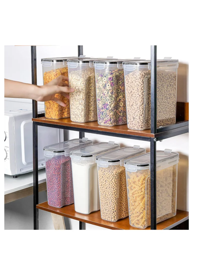 Mahmir  MahMir® BPA-Free Plastic Airtight Stackable Cereal and Dry Food Storage Organizer Containers with Locking Lids (4L / 135oz) - Set of 4 for Sugar, Flour, Snack, Baking Supplies  | Best Price UAE