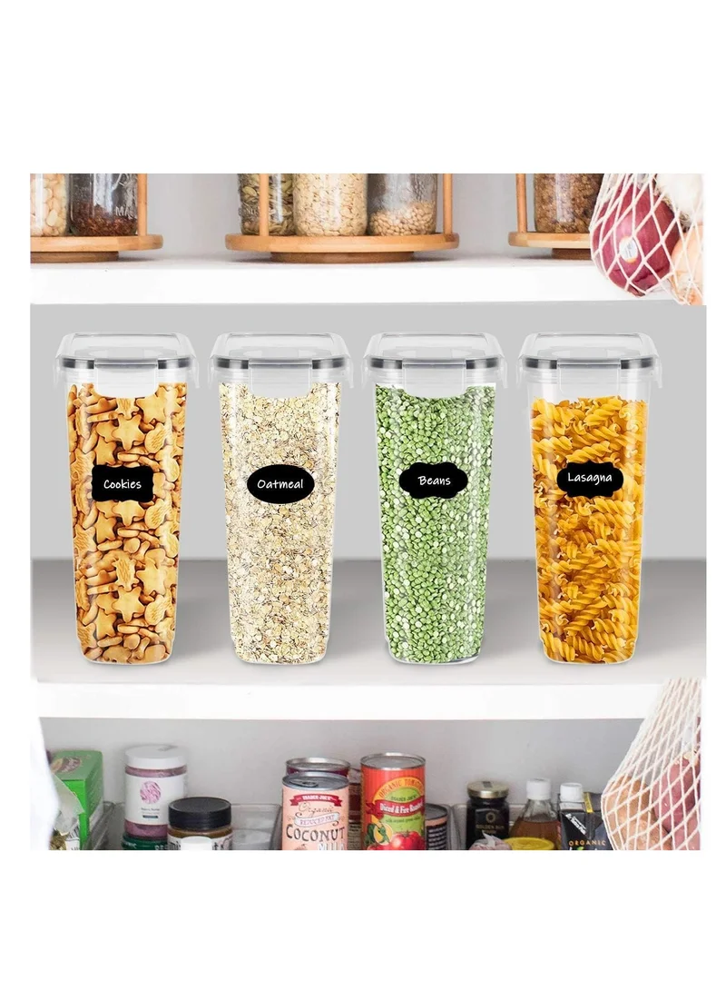 Mahmir  MahMir® BPA-Free Plastic Airtight Stackable Cereal and Dry Food Storage Organizer Containers with Locking Lids (4L / 135oz) - Set of 4 for Sugar, Flour, Snack, Baking Supplies  | Best Price UAE