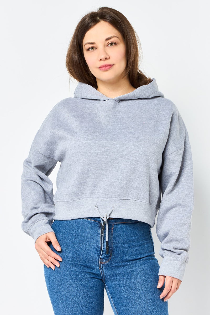 CROSSHATCH Women Heather Long Sleeve Hoodie, Grey - Image 1