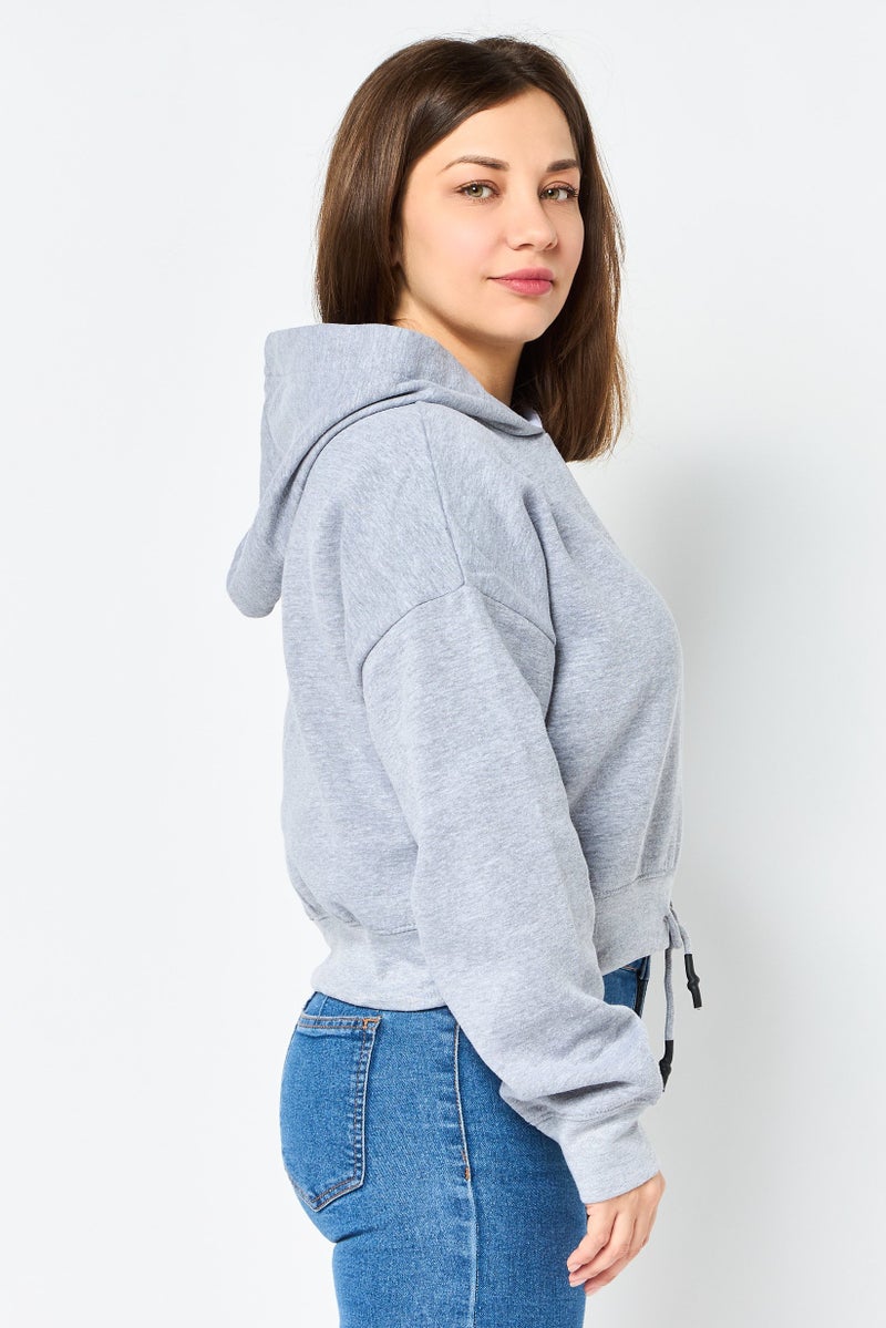 CROSSHATCH Women Heather Long Sleeve Hoodie, Grey - Image 3