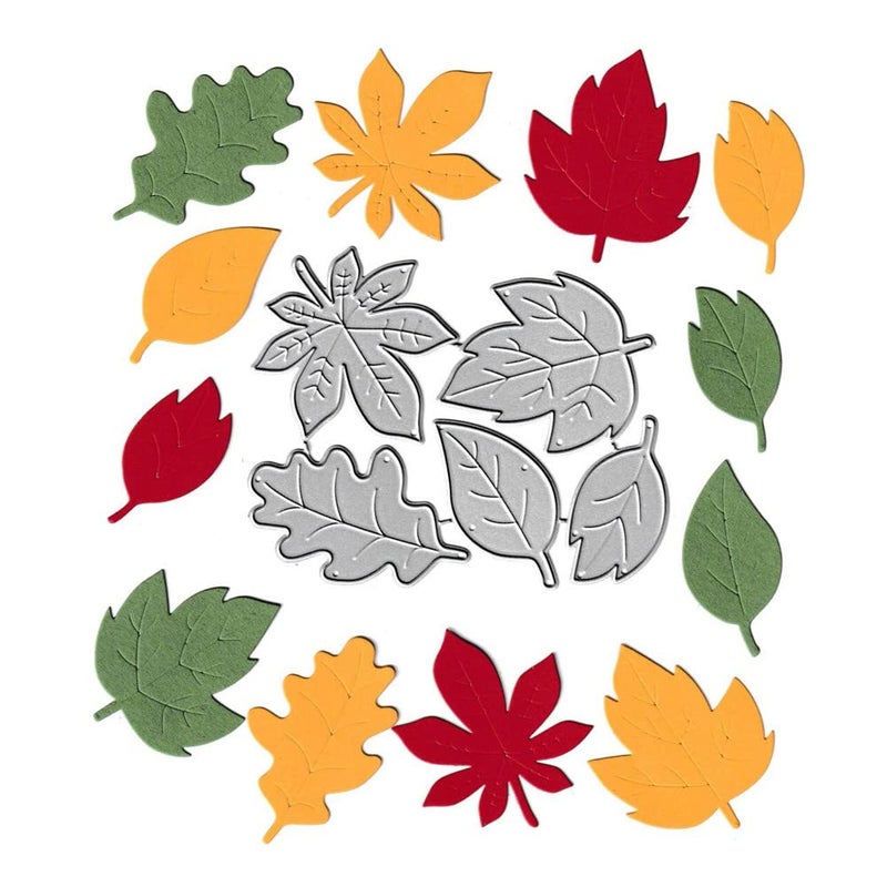 5pcs Spring Maple Leaves Leaf Cutting Dies Autumn Fall Foliage Leafage Die Cuts Metal Embossing Stencils Template Mould for Card Scrapbooking and DIY Craft Album Paper Card Decor