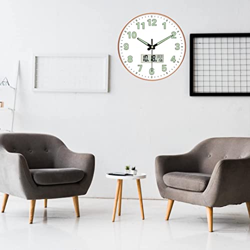ZEPOLI Wall Square & Round Clock Modern Analog Silent Non-Ticking Easy-to-Read Decorative Home, Kitchen, Office, Bedroom, Living Room (Radium White Digital) - Image 2