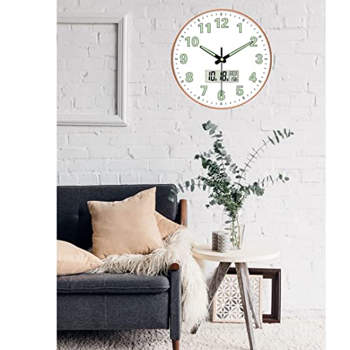 ZEPOLI Wall Square & Round Clock Modern Analog Silent Non-Ticking Easy-to-Read Decorative Home, Kitchen, Office, Bedroom, Living Room (Radium White Digital) - Image 5