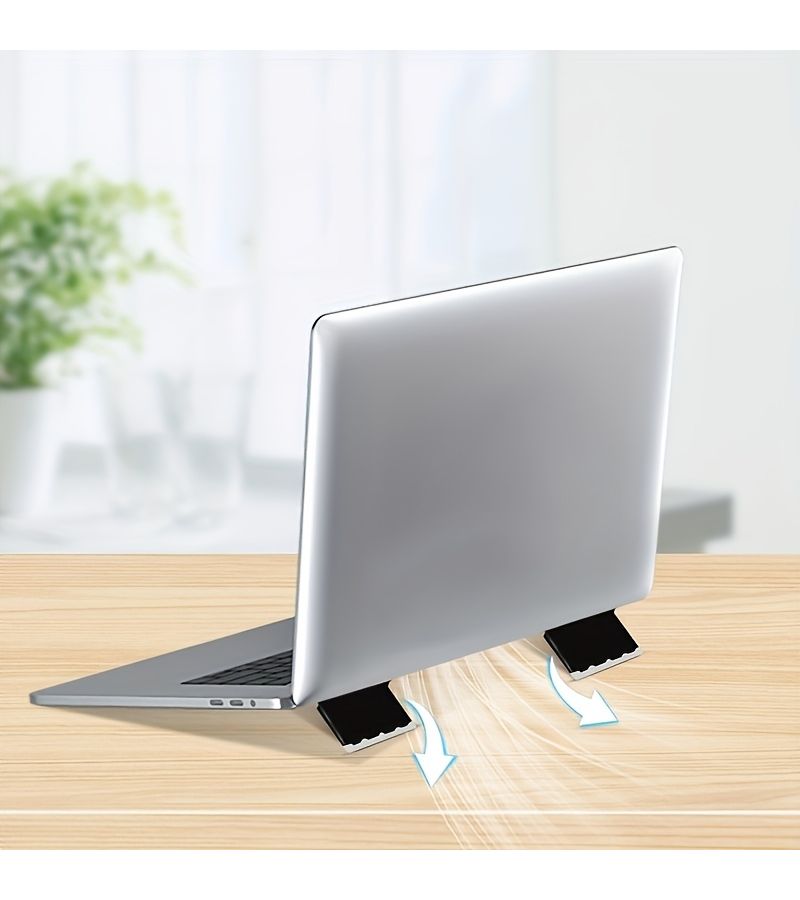 White Portable Laptop Cooling Stand 2 Pack Foldable Adjustable for Office Travel - Image 1