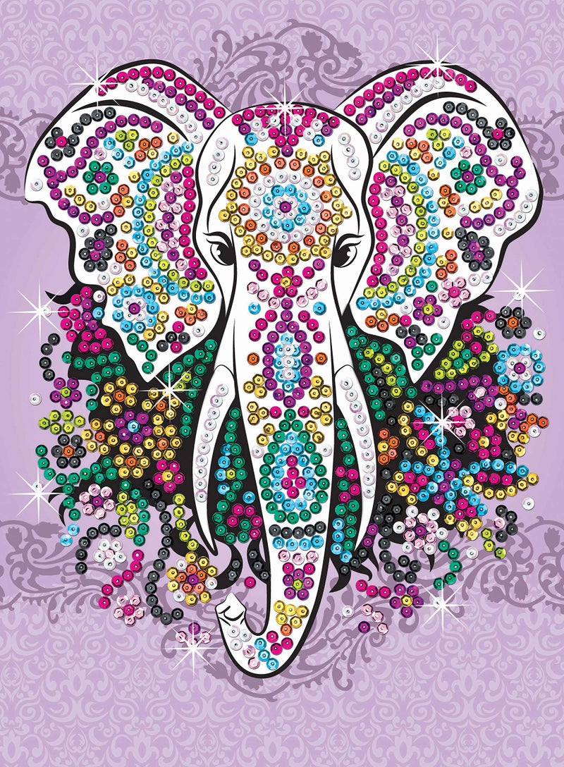 Sequin Art 1810 Elephant Craft Project from The Craft Teen Range 28 x 37 Centimetres Multicoloured 8311810 - Image 3