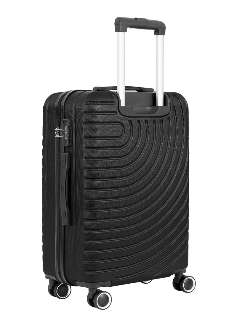 Parajohn Black Circles Series Set of 3 Luggage | Lightweight Small 10KG, Medium 20KG & Large 30KG ABS 4 Wheels Trolley Hardsided Travel Suitcase - Black  | Best Price UAE