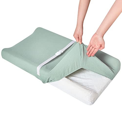 DONOMILO Muslin Changing Pad Cover,Ultra Soft Breathable Diaper Changing Table Cover for Baby Boys Girls,Neutral Fitted Changing Pad Sheets - Image 4
