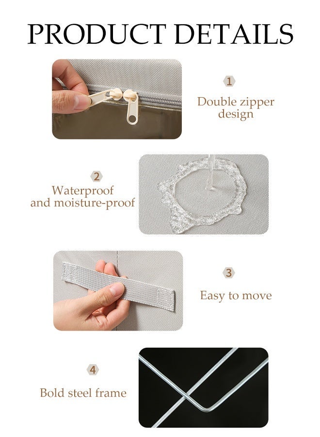 DUNISO 2 Pack Foldable Large Capacity Clothes Storage, Stackable Drawer Storage Organizer, Closet Organizer Basket, Cloth Container Bins with Metal Frame and Clear Window - Image 3