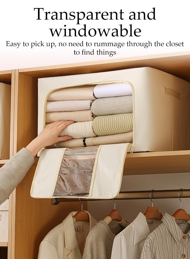 DUNISO 2 Pack Foldable Large Capacity Clothes Storage, Stackable Drawer Storage Organizer, Closet Organizer Basket, Cloth Container Bins with Metal Frame and Clear Window - Image 4