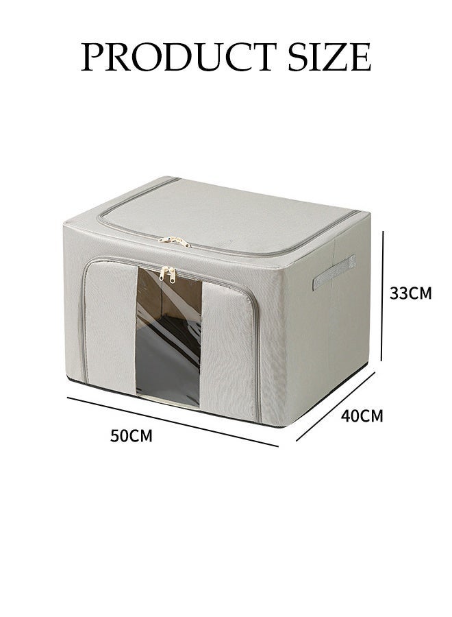 DUNISO 2 Pack Foldable Large Capacity Clothes Storage, Stackable Drawer Storage Organizer, Closet Organizer Basket, Cloth Container Bins with Metal Frame and Clear Window - Image 2