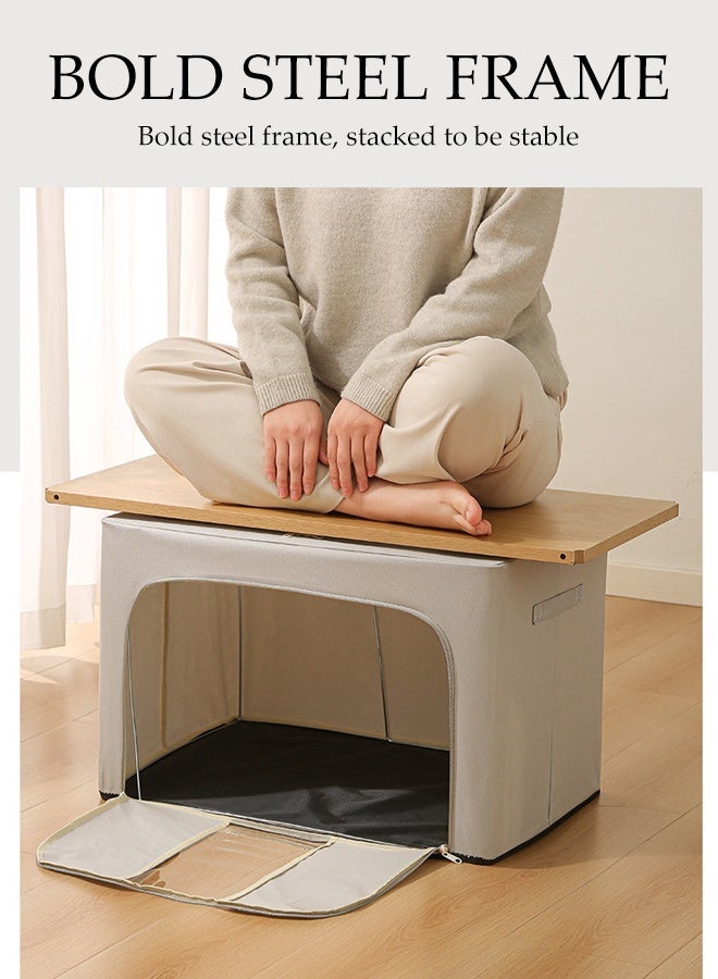 DUNISO 2 Pack Foldable Large Capacity Clothes Storage, Stackable Drawer Storage Organizer, Closet Organizer Basket, Cloth Container Bins with Metal Frame and Clear Window - Image 5