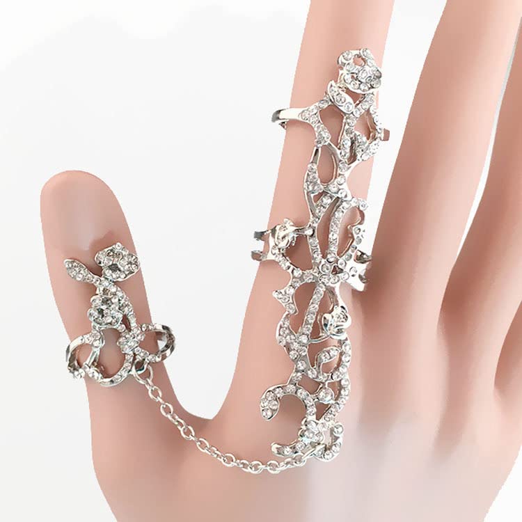 Faraway Adjustable Vintage Gold Plated Jewelry Stainless Steel Chain Two Finger Rings for Women Link Double Ring Tree (gold) - Image 2