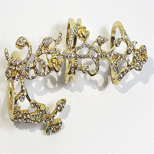 Faraway Adjustable Vintage Gold Plated Jewelry Stainless Steel Chain Two Finger Rings for Women Link Double Ring Tree (gold) - Image 3