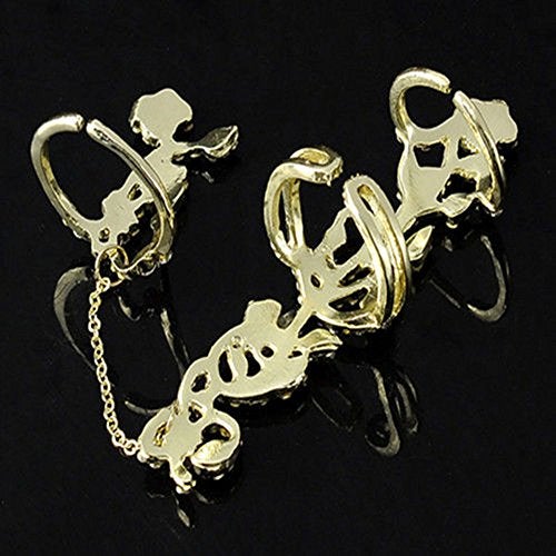 Faraway Adjustable Vintage Gold Plated Jewelry Stainless Steel Chain Two Finger Rings for Women Link Double Ring Tree (gold) - Image 4