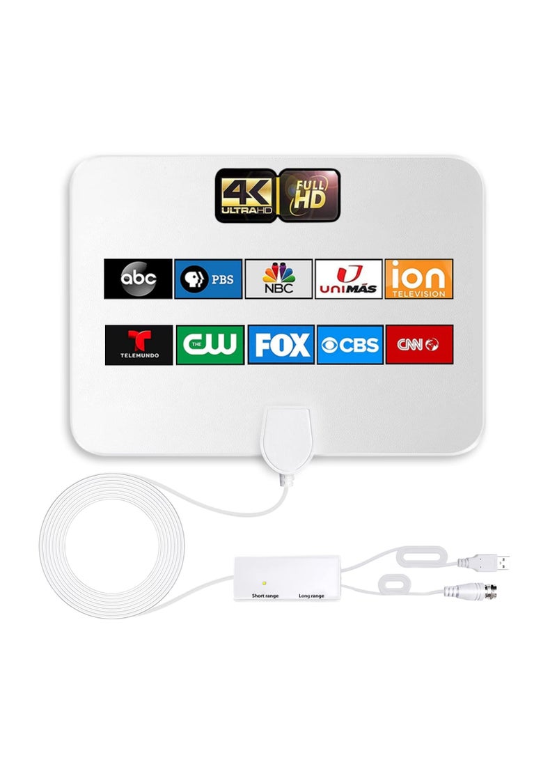 Zikra 4K 1080p Digital TV Antenna, HD TV Digital Antenna with Signal Booster Smart TV Supported Digital Antenna Free Local Channel TV Antenna for Smart TV and All Older TV's -Signal Booster 16FT Cable - Image 1
