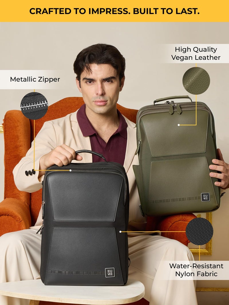 EUME Premium 15.6 in Laptop bags for Men & Women Office Use | Stylish Backpack Bag | Spacious Backpack for Travelling | 24L Omega Charcoal Black - Image 2