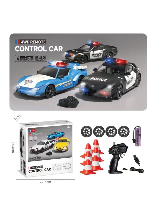 Remote Control Four-Wheel Drive Drift Car Police Car High-Speed Racing 2.4g Racing Artificial Model Toy Gift For Boys-Color:Four-wheel Drive Drift Police Car Type B (window Box Packaging)  - Image 5