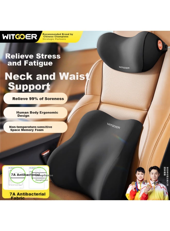 Witgoer Car Headrest And Lumbar Support Set, Neck Pillow And Back Cushion For Driver's Seat, Lumbar Support Pad For Office Use - Image 1