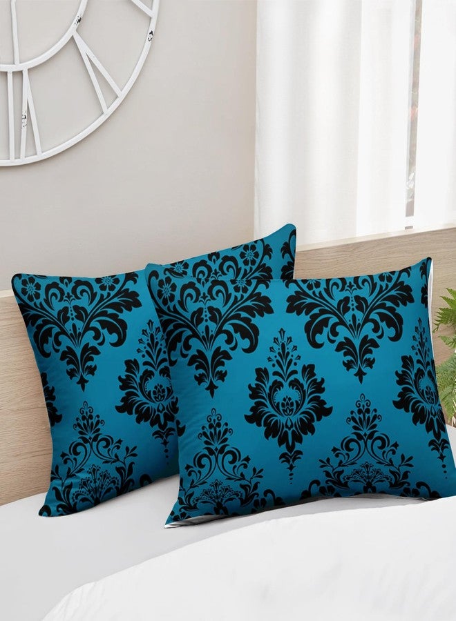 Nttopship Blue Gothic Floral Print Comforter Set King Size,Vintage Damask Floral Bedding Set,Bohemian Exotic Printed Quilted Set for Teens Adult,with 1 Comforter and 2 Pillow Case - Image 3