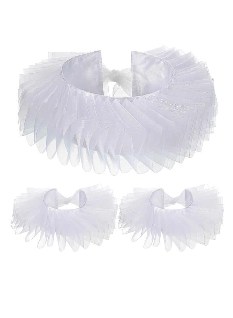 SYOSI Renaissance Collar and Cuff Set Elegant Victorian Costume Accessories Handwork Cosplay Accessories Wrist Cuffs Ruffled Neck Collar - Image 1