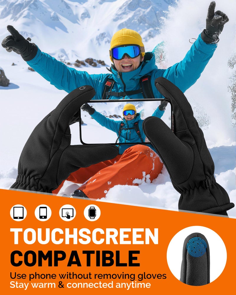 GXCROR Waterproof Ski Gloves for Men Women - Winter Warm Touchscreen Gloves for Cold Weather, Windproof for Snowboarding, Cycling & Outdoor Work - Image 5
