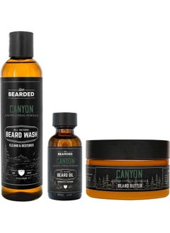 Live Bearded : 3Step Beard Grooming Kit Canyon Beard Wash Beard Oil And Beard Butter Allnatural Ingredients With Shea Butter Jojoba Oil And More Beard Growth Support Made In The Usa  - Image 2