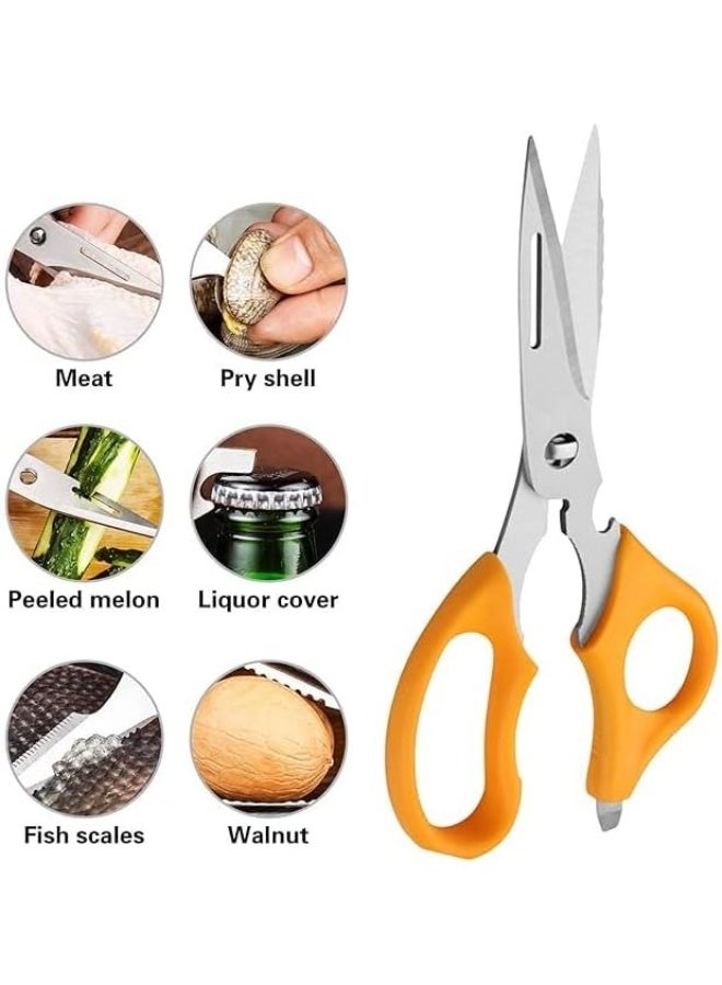 Durable Stainless Steel Kitchen Scissors – Multi-Purpose Food Shears for Chicken, Meat, Fish, Vegetables & Herbs – Rust-Resistant with Plastic Handle, Orange - Image 1