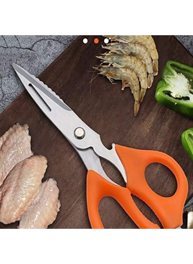 Durable Stainless Steel Kitchen Scissors – Multi-Purpose Food Shears for Chicken, Meat, Fish, Vegetables & Herbs – Rust-Resistant with Plastic Handle, Orange - Image 4
