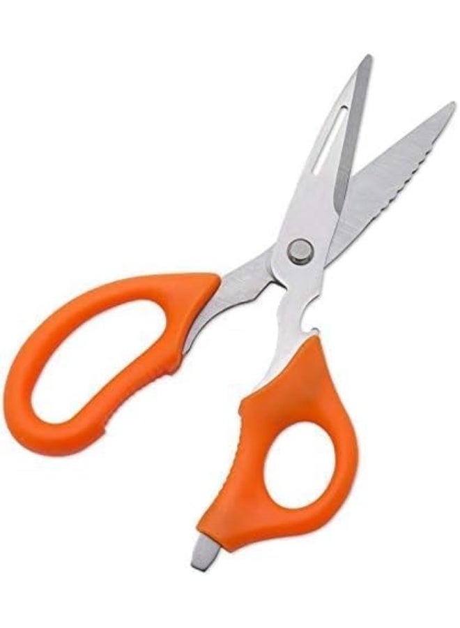 Durable Stainless Steel Kitchen Scissors – Multi-Purpose Food Shears for Chicken, Meat, Fish, Vegetables & Herbs – Rust-Resistant with Plastic Handle, Orange - Image 5
