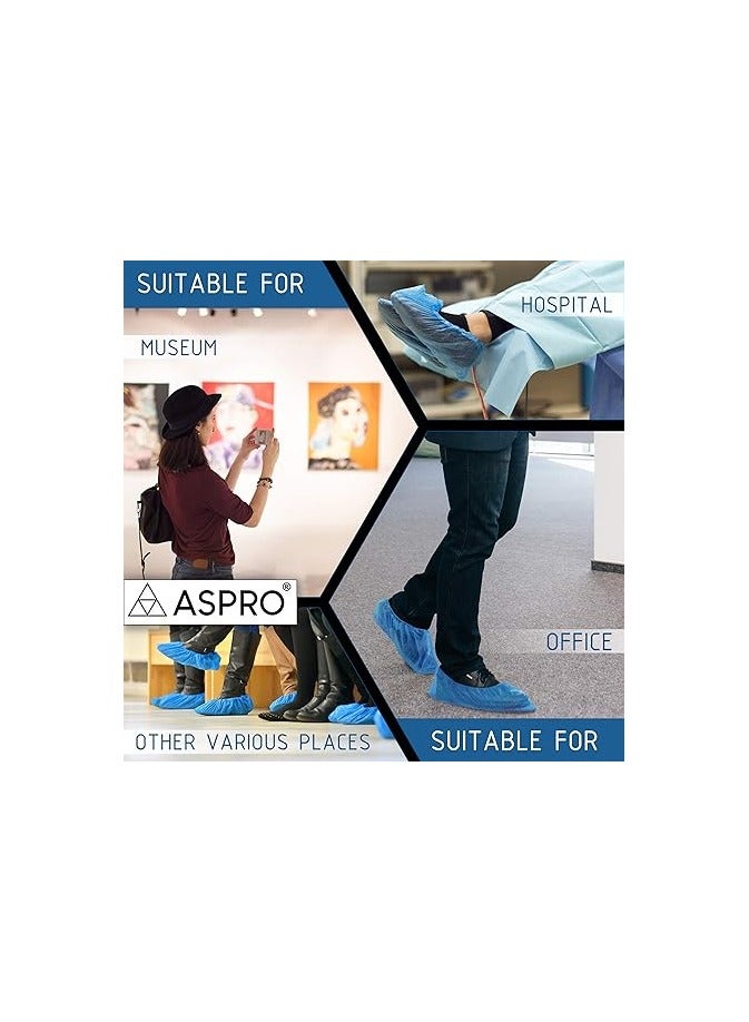 ASPRO 1 Pack (100 pieces) Disposable Shoe Covers - Plastic Waterproof Overshoes - Foot Covering - Waterproof and Dust Proof Indoor Shoe Protectors (100 pieces) - Image 3