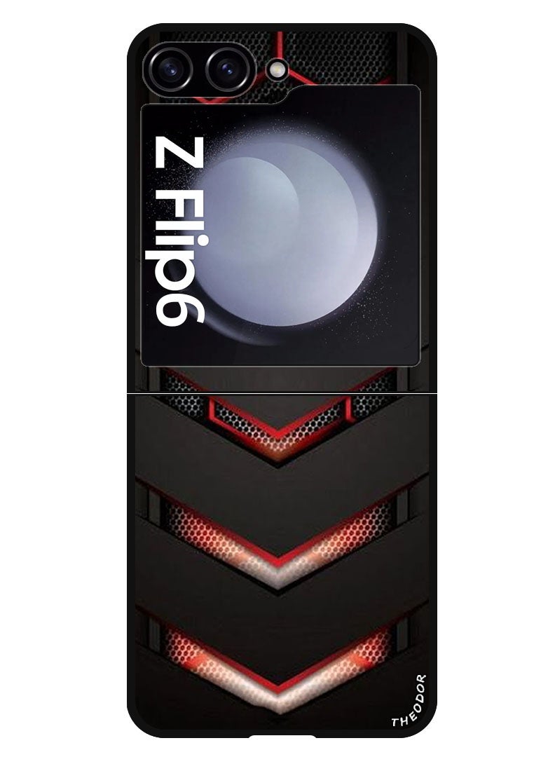 Theodor Protective Case Anti Scratch Shock Proof Bumper Cover For Samsung Galaxy Z Flip 6 red & black - Image 1
