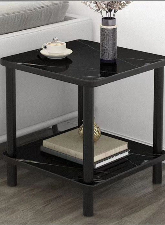 JCB CHIC Sofa side table, light luxury living room, home balcony, small square table, double-layer small apartment, Italian style bedroom, bedside storage - Image 1