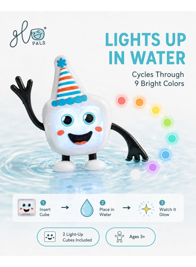 Glo Pals Party Pal Limited Edition Water-Activated Light-Up Sensory Toy with 2 Light-Up Cubes, 9-Color Cycle, Bendable Arms, Ages 3+, White - Image 3