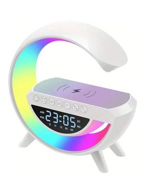 Bluetooth Speaker, Lamp with Wireless Charger,  LED Alarm Clock, Dimmable LED Desk Lamp with Mood Lighting Modes - Multicolor