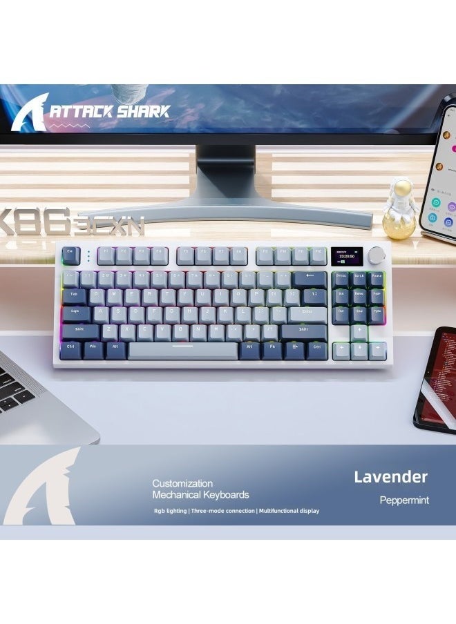 K86 75% Wireless Mechanical Keyboard,Triple Mode Bluetooth5.0/2.4G/USB-C,87 Keys Hot Swappable RGB Backlit Gaming Keyboard with Knob & 1.2" TFT Screen Display for WIN/MAC
