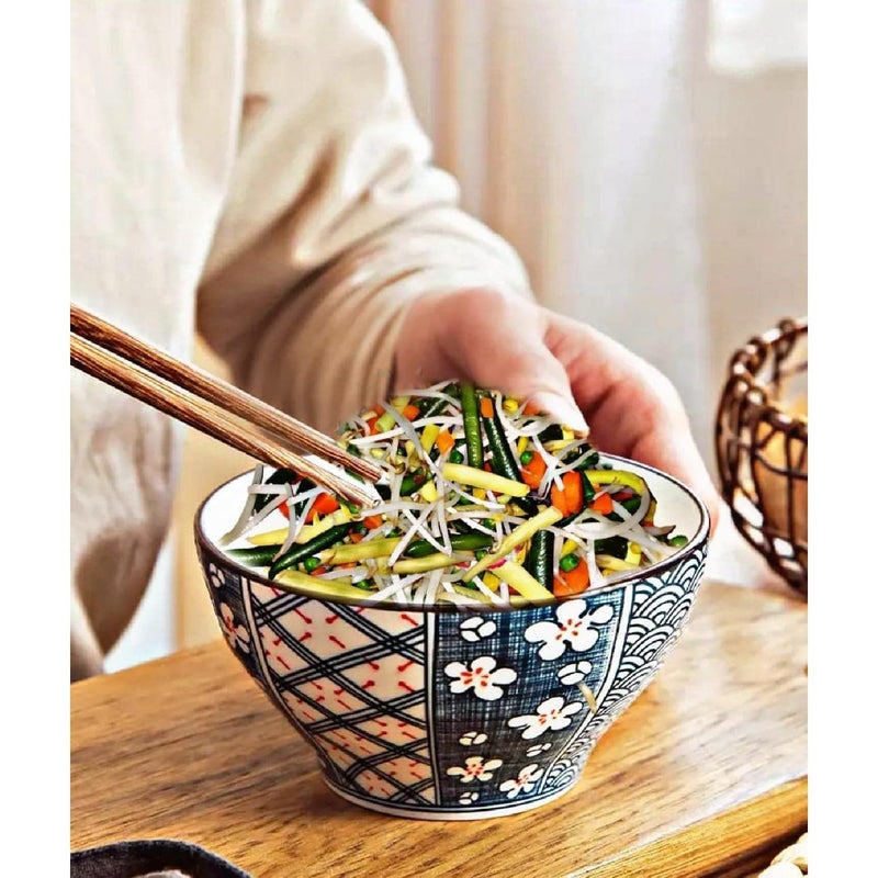 DIVOX 4Pcs Ceramic Serving Bowls Chinese Rice Bowl with Gift Box Japanese Pottery Bowls Porcelain Serving Bowls for Rice Soup Fruits Salad Dessert Snack - Image 5