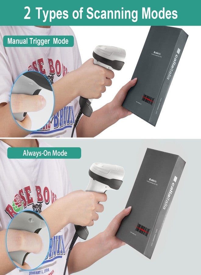 JRHC Barcode Scanner, 1D CCD USB Handheld Barcode Reader Scanner Wired Connection Bar Code Scanners for Store Pharmacy Supermarket Warehouse Library POS Supports Scan Screen - Image 5