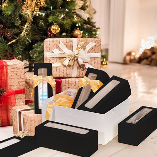 meiqidi 10 Pcs Tumbler Gift Box, Tumbler Boxes with Ribbon and Window, Large Black Gift Box for 12oz/16oz/20oz Tumbler, 9.6x3.35x3.35 Inch - Image 3
