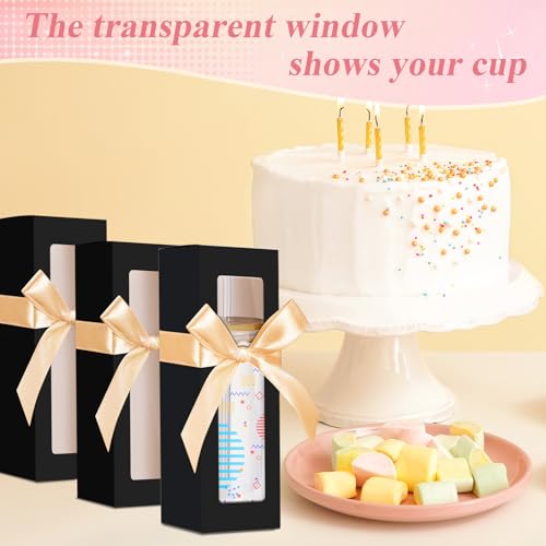 meiqidi 10 Pcs Tumbler Gift Box, Tumbler Boxes with Ribbon and Window, Large Black Gift Box for 12oz/16oz/20oz Tumbler, 9.6x3.35x3.35 Inch - Image 5