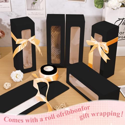 meiqidi 10 Pcs Tumbler Gift Box, Tumbler Boxes with Ribbon and Window, Large Black Gift Box for 12oz/16oz/20oz Tumbler, 9.6x3.35x3.35 Inch - Image 4