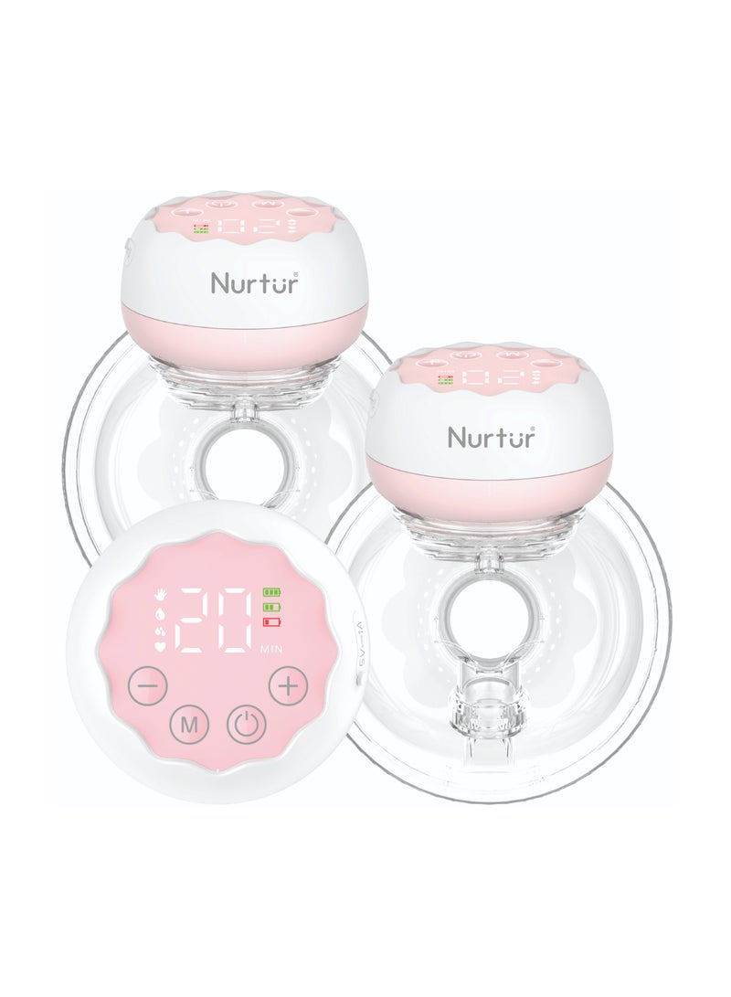Nurtur Cozi "Flex" Wearable Pump Hands Free Breast Pump,  Express More Milk in Less Time Ultra-Lightweight Wireless Low Noise Double Electric Pump with LCD Display, 150ml - White - Image 1