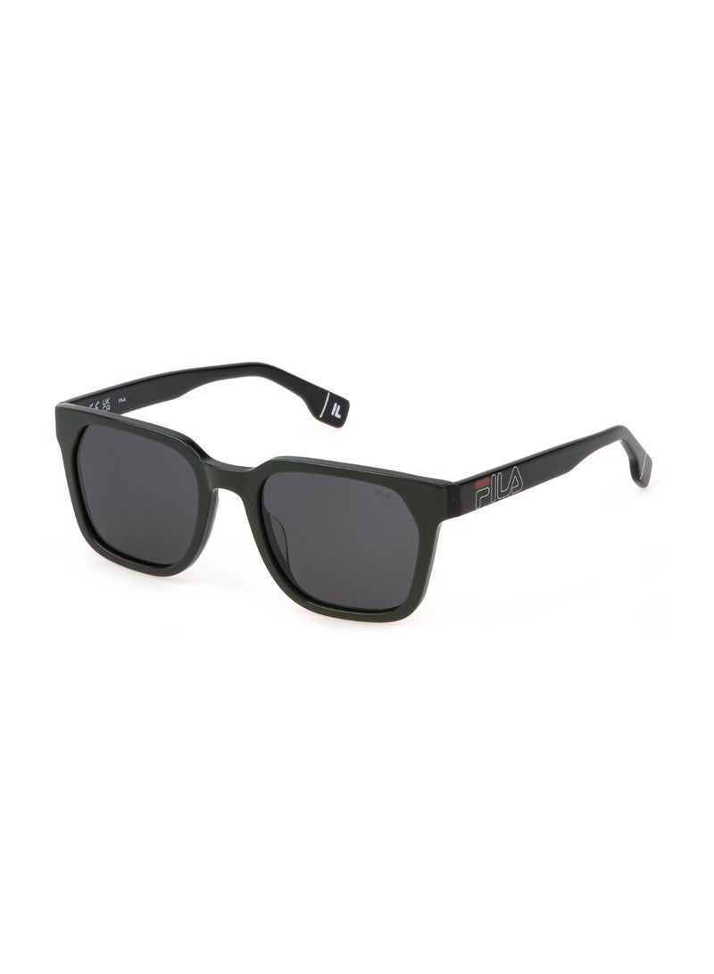 FILA Men's Square Shape Polarized Acetate Sunglasses SFI730V53B33P - Lens Size: 53 Mm - Shiny Green+Black - Image 1