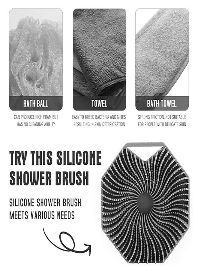 SGABANI Silicone Body Scrubber | Silicon bathing brush Silicone Body Brush | Dry Brush Body Exfoliating Brush Gentle Exfoliating for Women,Men and Babies with Sensitive Skin(BLACK) - Image 5