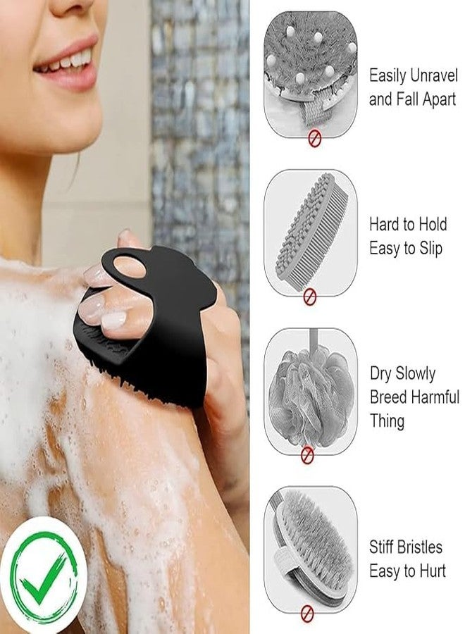 SGABANI Silicone Body Scrubber | Silicon bathing brush Silicone Body Brush | Dry Brush Body Exfoliating Brush Gentle Exfoliating for Women,Men and Babies with Sensitive Skin(BLACK) - Image 4