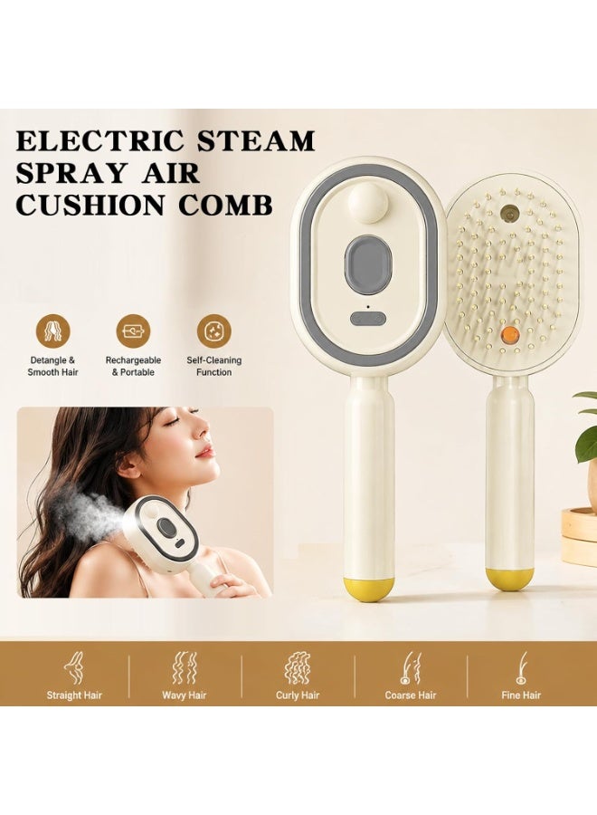SKT Shiketro Steam Hair Straightener Brush,Rechargeable Detangling Comb with Oil, Measuring Cup - Steam Straightener,for Home Smoothing Curly Thick Straight Wavy Women Girls Travel Everyday - Image 2