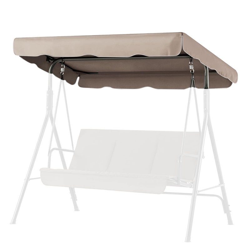 Flexzion Swing Canopy Cover Beige 77 x 43  Deluxe Polyester Top Replacement UV Block Sun Shade Waterproof Decor for Outdoor Garden Patio Yard Park Porch Seat Furniture - Image 3